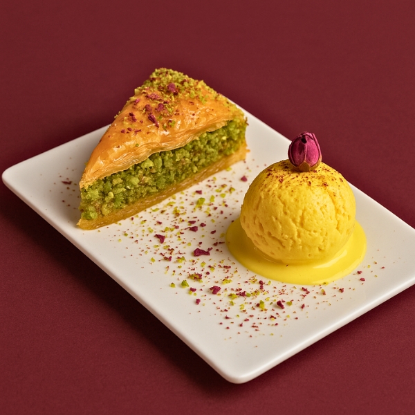 Baklava w/ Saffron Ice Cream
